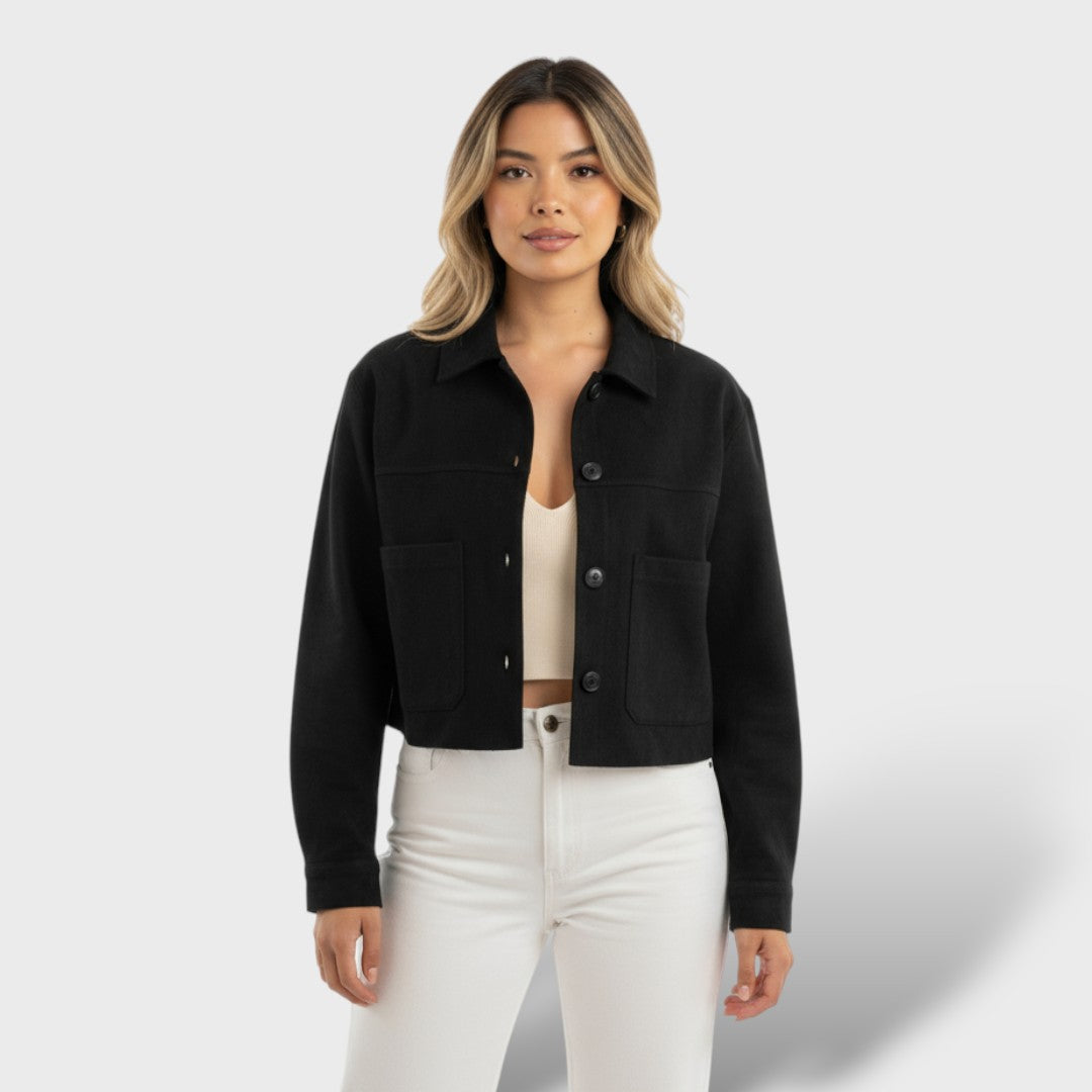 Veste Courte en Suédine avec Poches