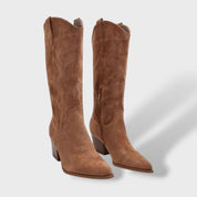 Bottes Cowboy Femme Mi-Mollet Talon Large Brodées