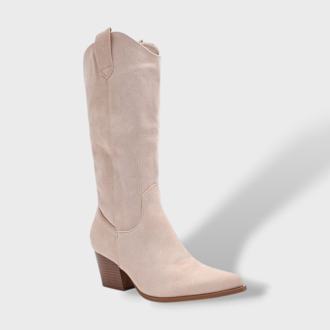 Bottes Cowboy Femme Mi-Mollet Talon Large Brodées