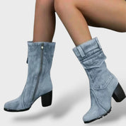 Bottes Cowboy Femme Talon Haut Denim