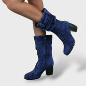 Bottes Cowboy Femme Talon Haut Denim