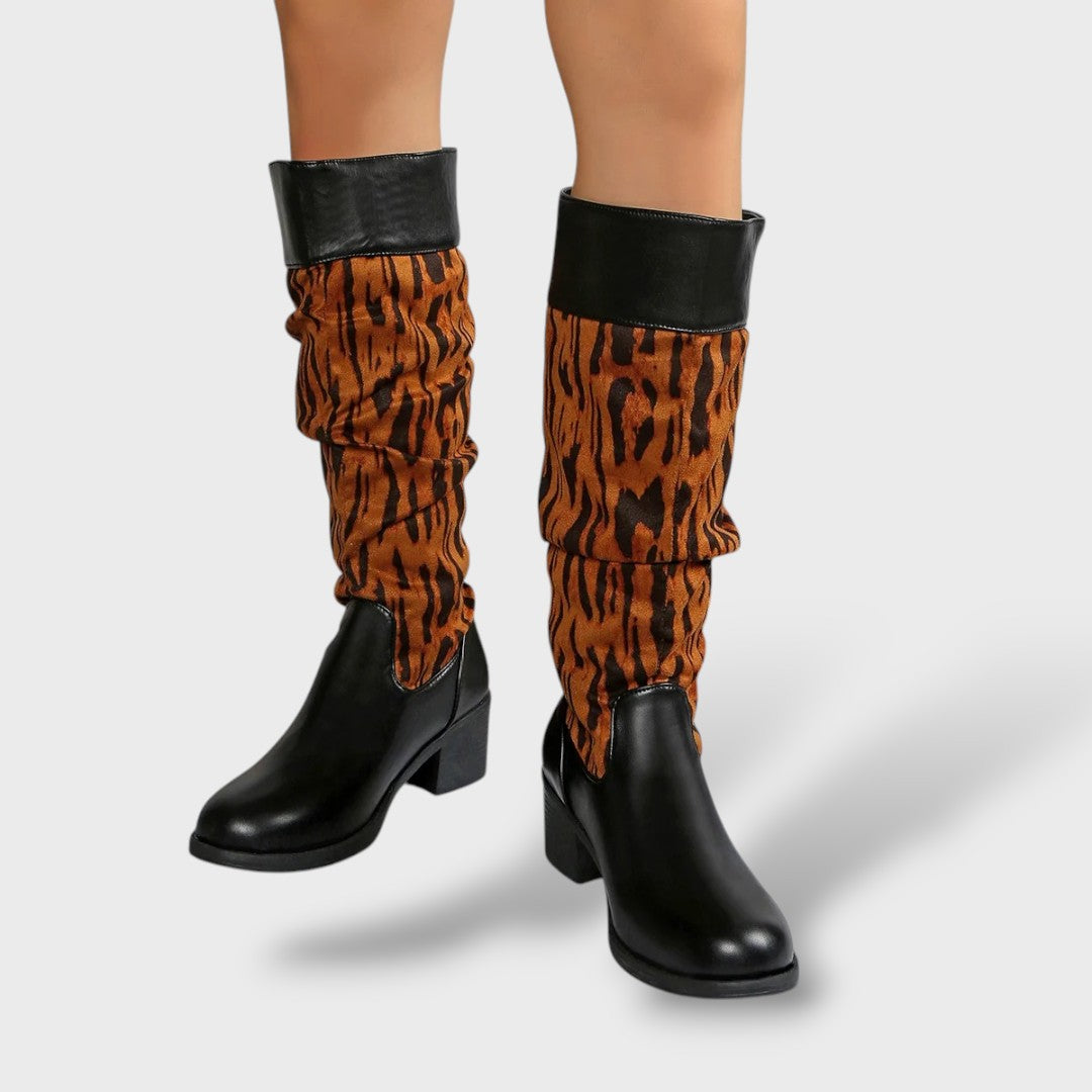 Bottes Femme Longues Rétro Talon Épais