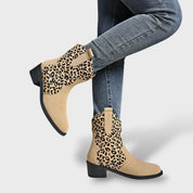 Bottes Cowboy Femme Léopard Pointe Fine Daim