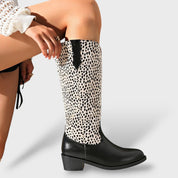Bottes Mi-Mollet Femme Léopard Mode Décontractée