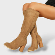 Bottes Cowboy Femme Suède Talon Haut