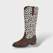 Bottes Mi-Mollet Femme Léopard Mode Décontractée