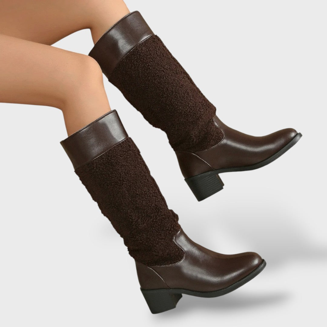 Bottes Femme Longues Rétro Talon Épais