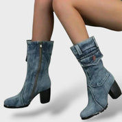 Bottes Cowboy Femme Talon Haut Denim