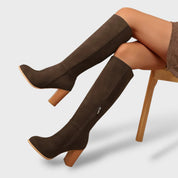 Bottes Cowboy Femme Suède Talon Haut