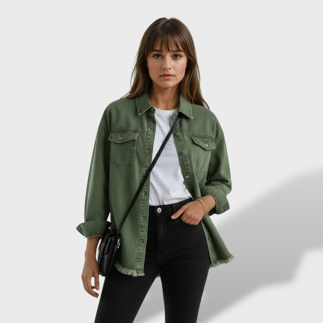 María™ | Veste en jean oversize pour femme avec boutons et poches