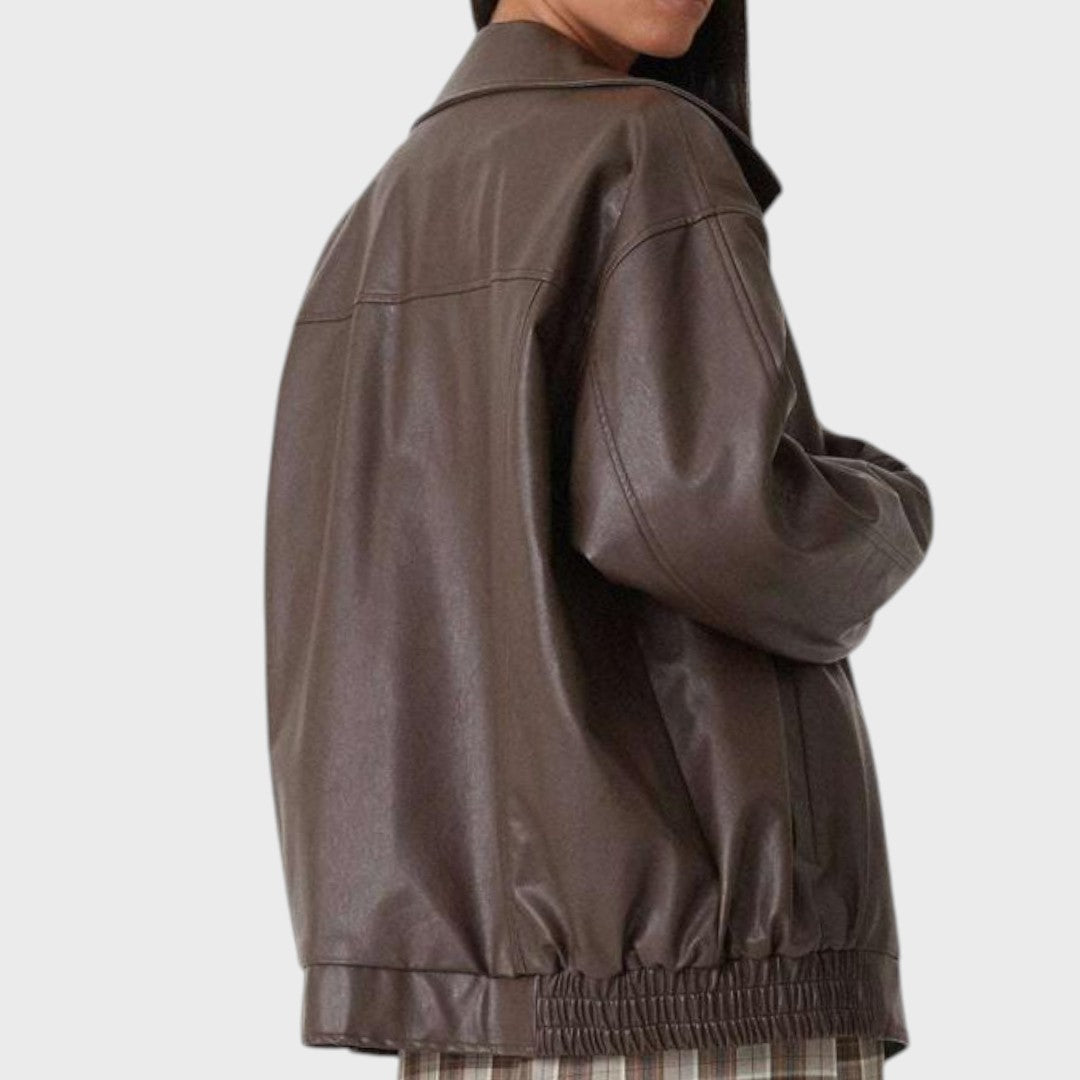 Veste Élégante en Cuir Synthétique Oversized